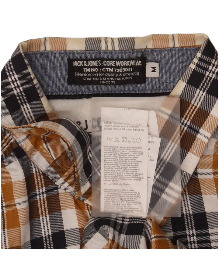 Jack & Jones Mens Flannel Shirt Medium Brown Check Cotton
