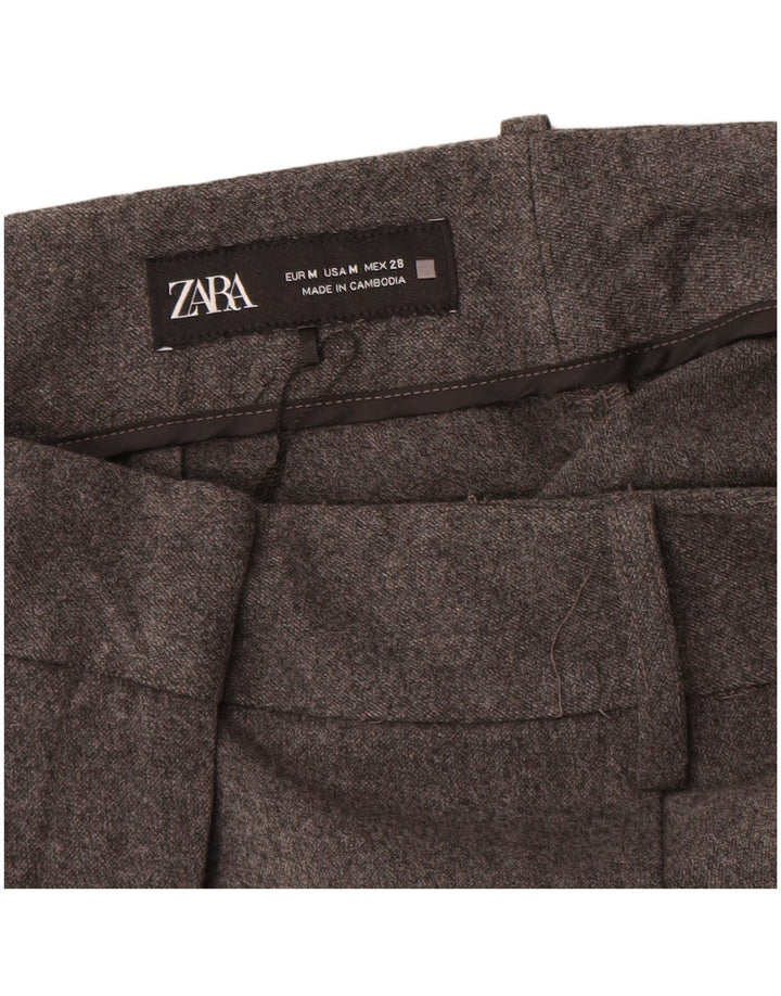 Zara Womens High Waist Pegged Chino Trousers Medium W28 L27 Grey Polyester