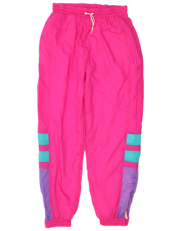 Vintage Womens Tracksuit Trousers Joggers UK 14 Large Pink Colourblock