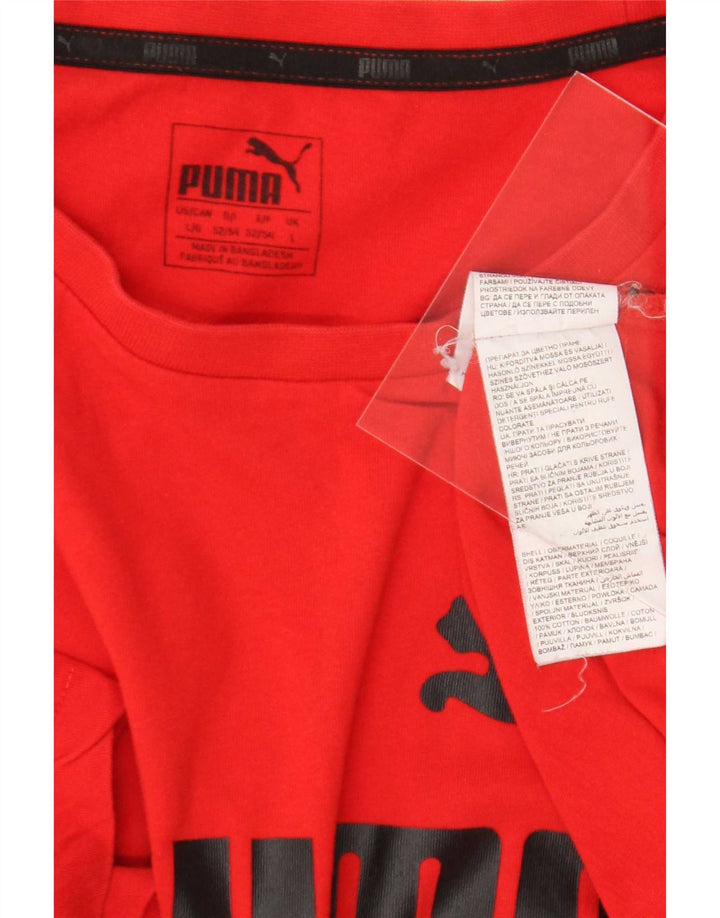 Puma Herre Grafisk T-Shirt Top Stor Rød Bomuld