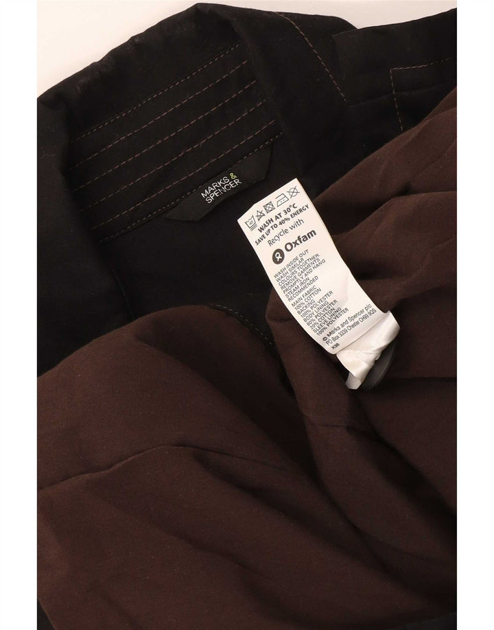 Marks & Spencer Womens Short Trench Coat UK 22 3XL Black Polyester