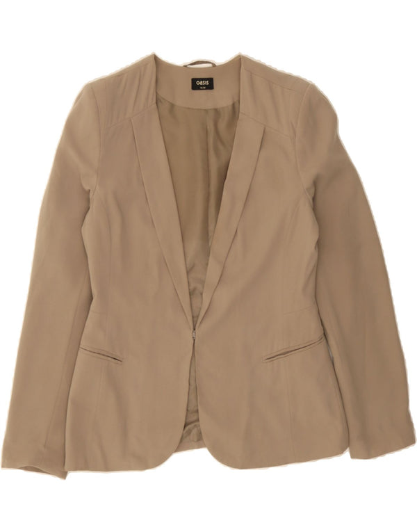 OASIS Womens Blazer Jacket UK 12 Medium Beige Polyester