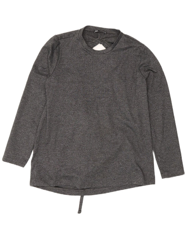 Zara Mujer Blusa Extragrande De Manga Larga Top UK 10 Small Gris