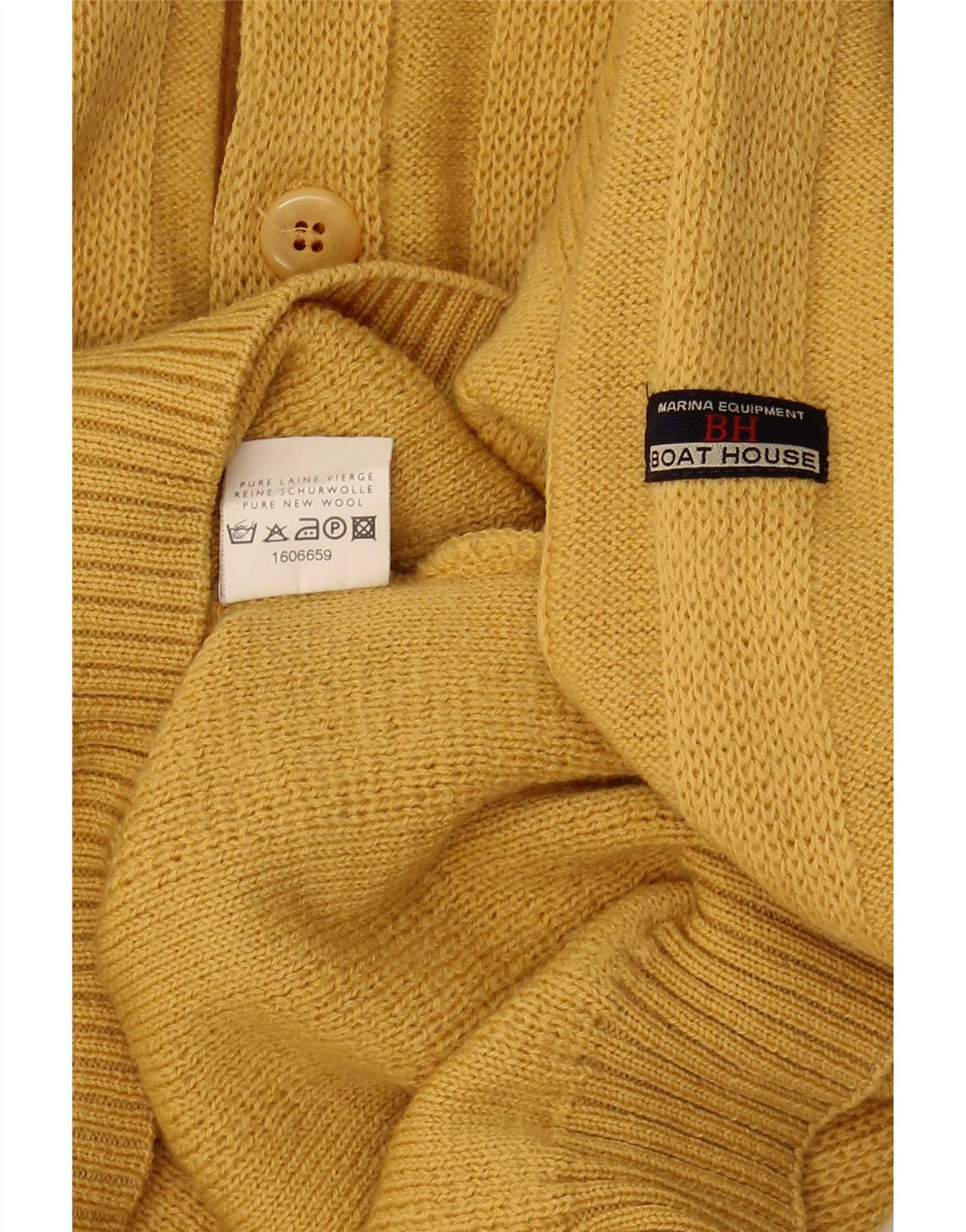 Boat House Mens Button Neck Jumper Sweater IT 52 Large Yellow New Wool