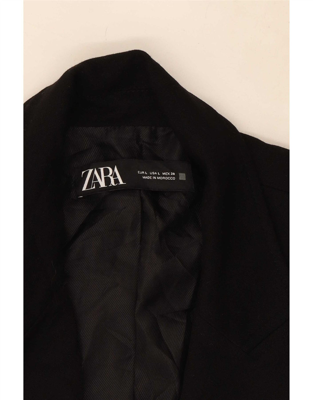 Jaqueta blazer feminina Zara com peito duplo Reino Unido 14 grande poliéster preto