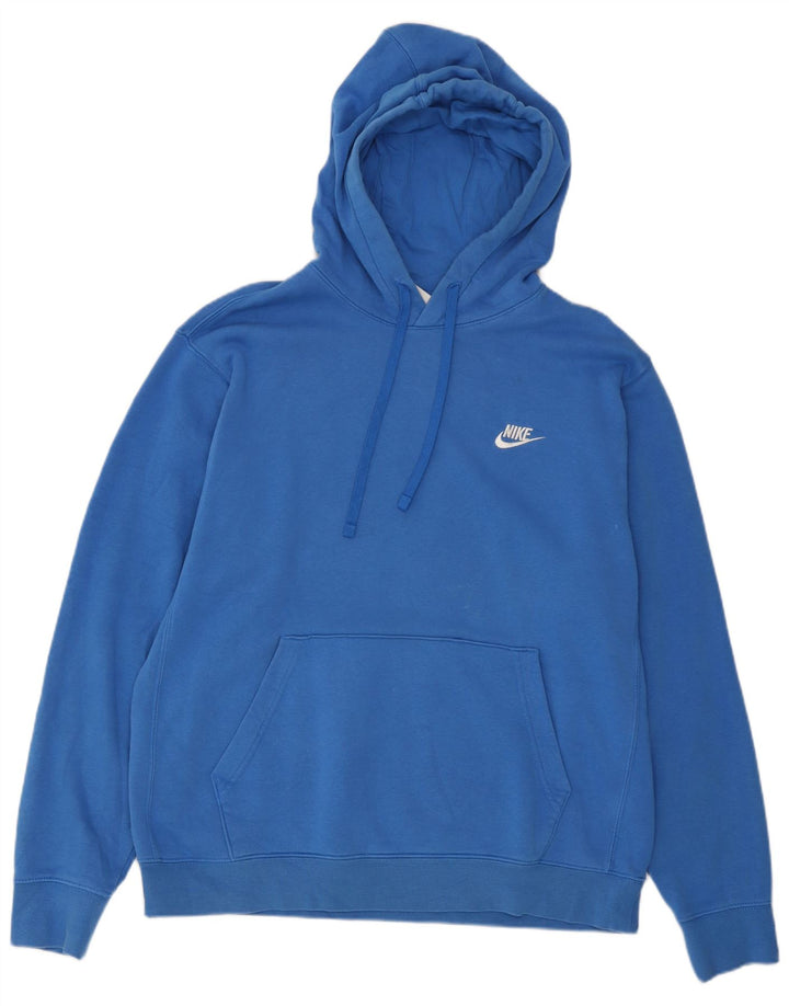 Nike Mens Hoodie Jumper Large Blue Cotton