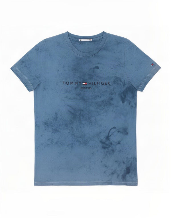 T-shirt da donna Tommy Hilfiger Top UK 12 cotone tie dye blu medio