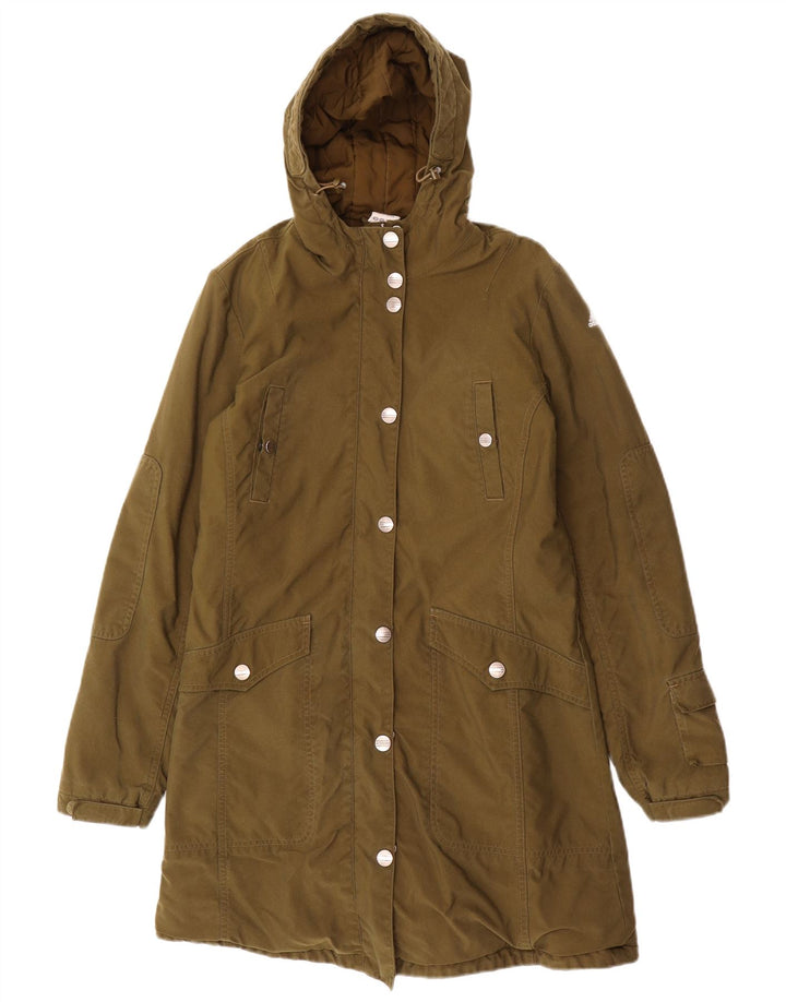 Γυναικείο παλτό ADIDAS με κουκούλα UK 12 Medium Khaki Polyester