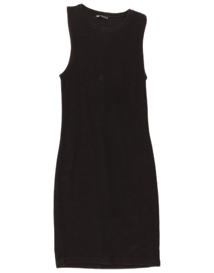 Zara Womens Sleeveless Sheath Dress UK 12 Medium Black