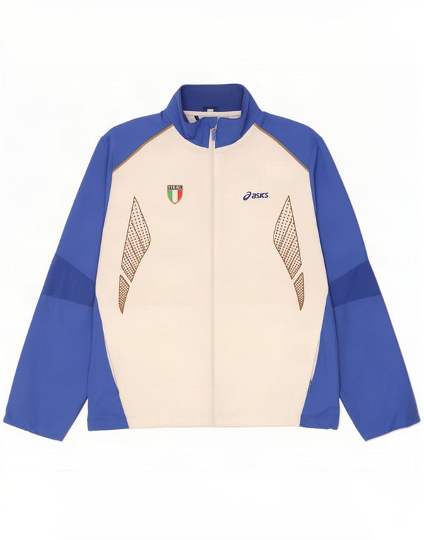 Giacca da ginnastica grafica Asics Italia da uomo, grande, colore bianco