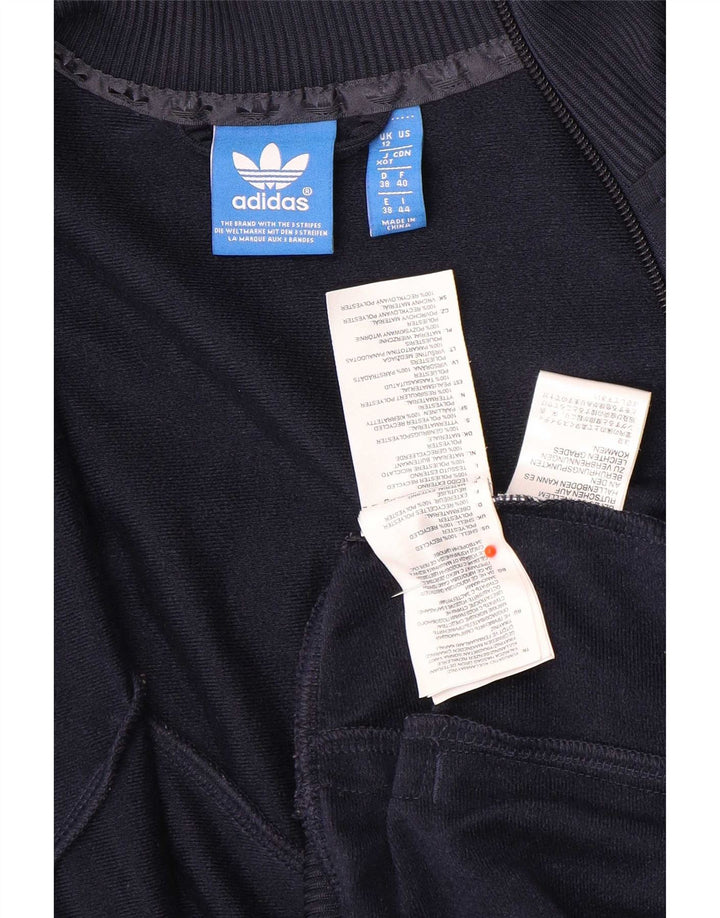 Adidas Womens Tracksuit Top Jacket UK 12 Medium Navy Blue Colourblock