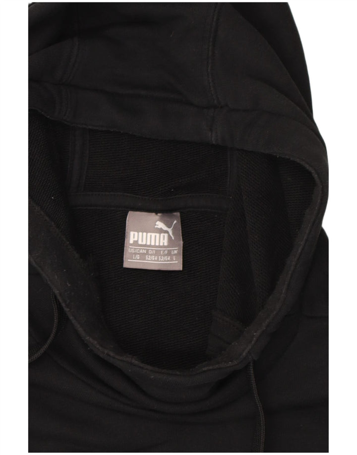PUMA Mens Hoodie Jumper Large Black Cotton