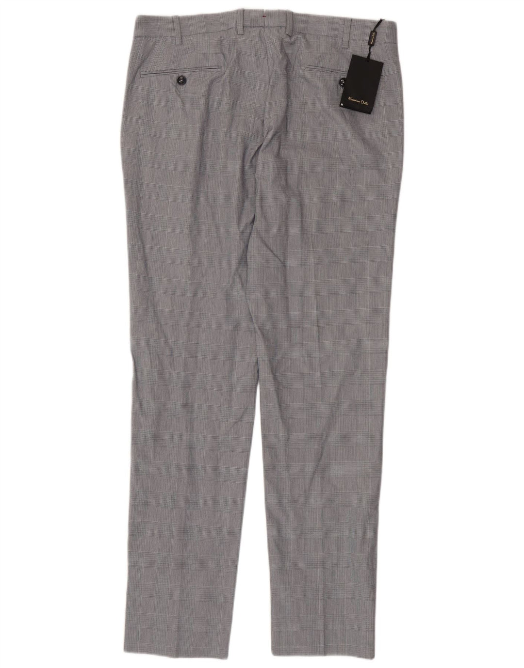 Massimo Dutti Mens Slim Suit Trousers EU 44 Large W34 L33 Grey Houndstooth