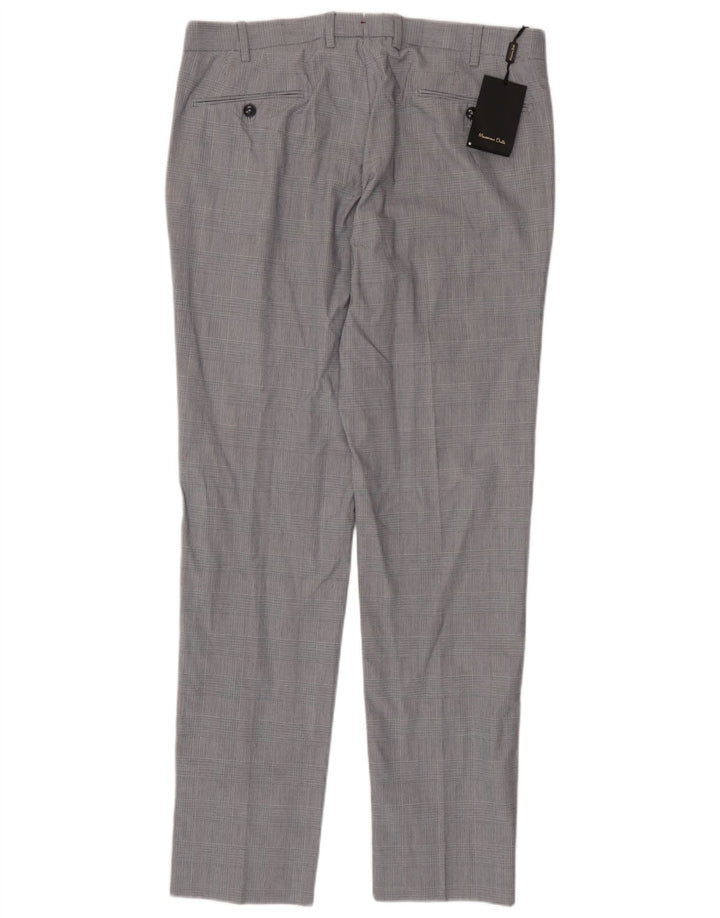 Massimo Dutti Mens Slim Suit Trousers EU 44 Large W34 L33 Grey Houndstooth