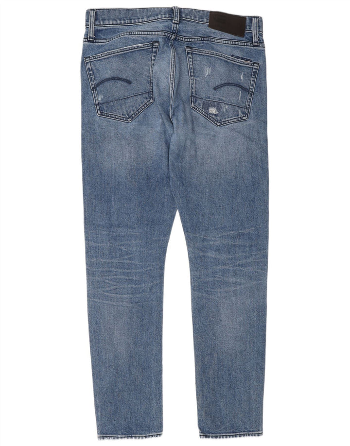 G-Star Mens 3301 Distressed Slim Jeans W33 L32 Blue Cotton