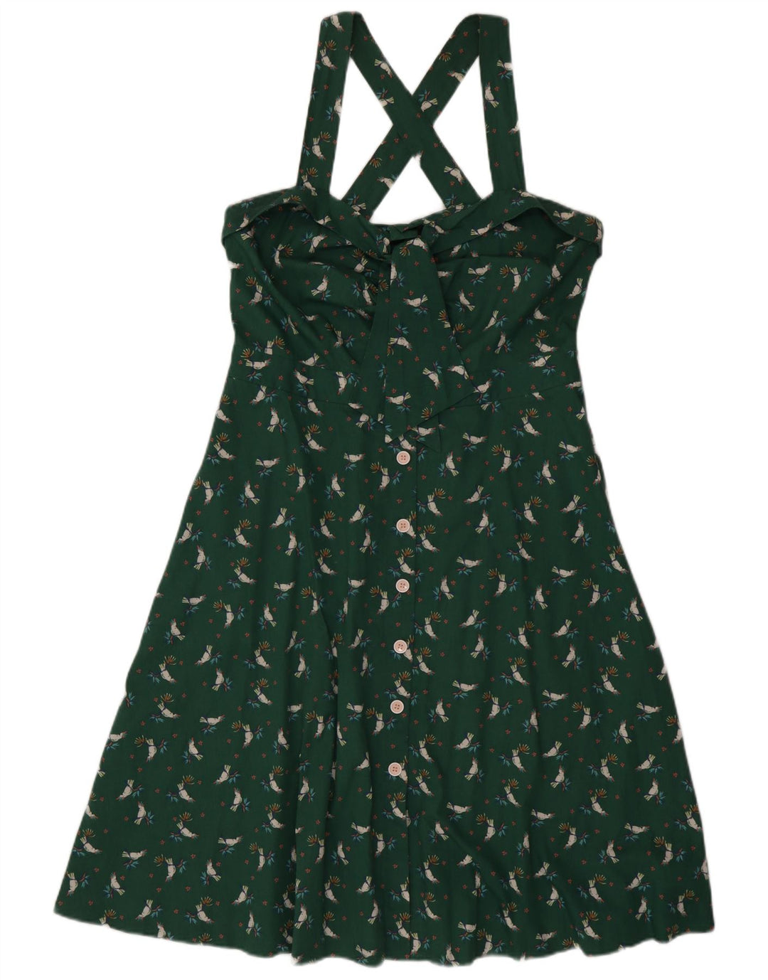 EDC Womens Halter Dress IT 42 Medium Green Floral Cotton