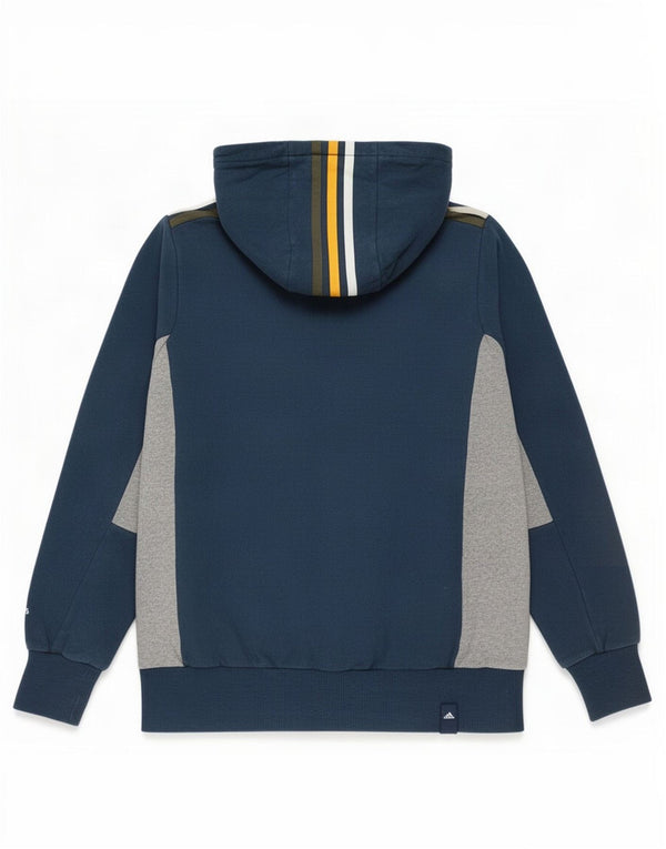Мужской джемпер с капюшоном Adidas с рисунком, Великобритания, размер 36/38, маленький, темно-синий, цветной блок
