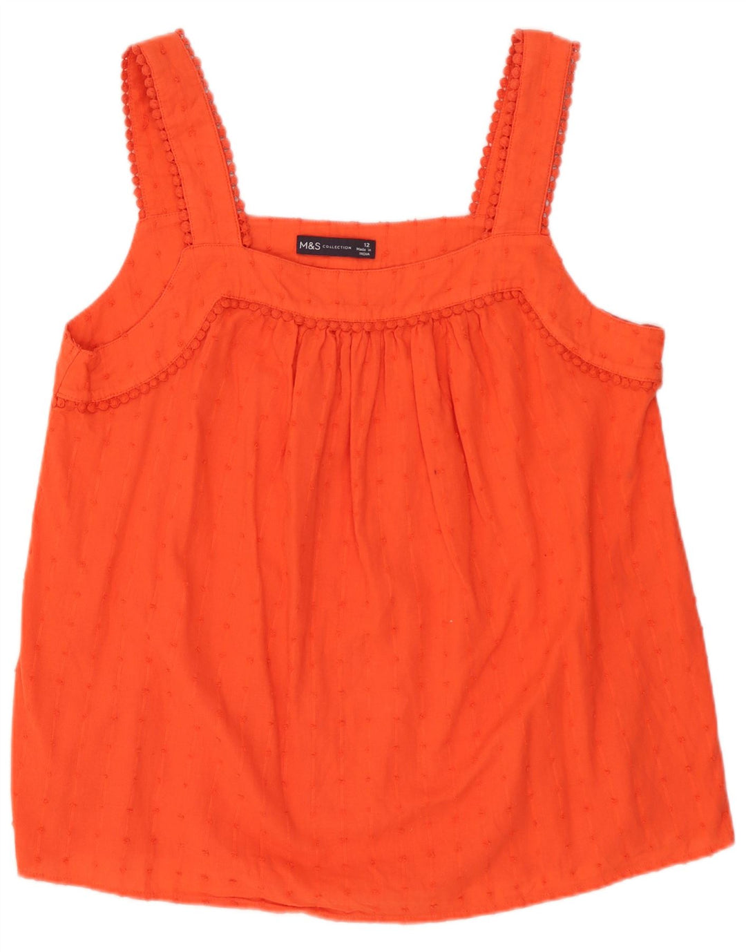 Marks & Spencer Dame ærmeløs bluse Top UK 12 Medium Orange Plettet