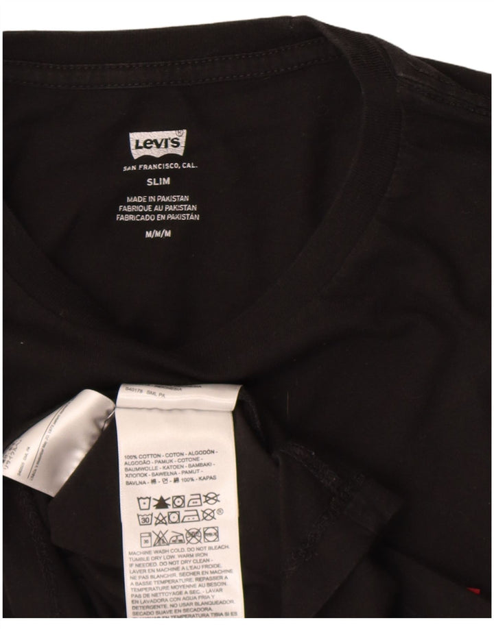 LEVI'S Herre Slim Fit T-shirt Top Medium Sort Bomuld