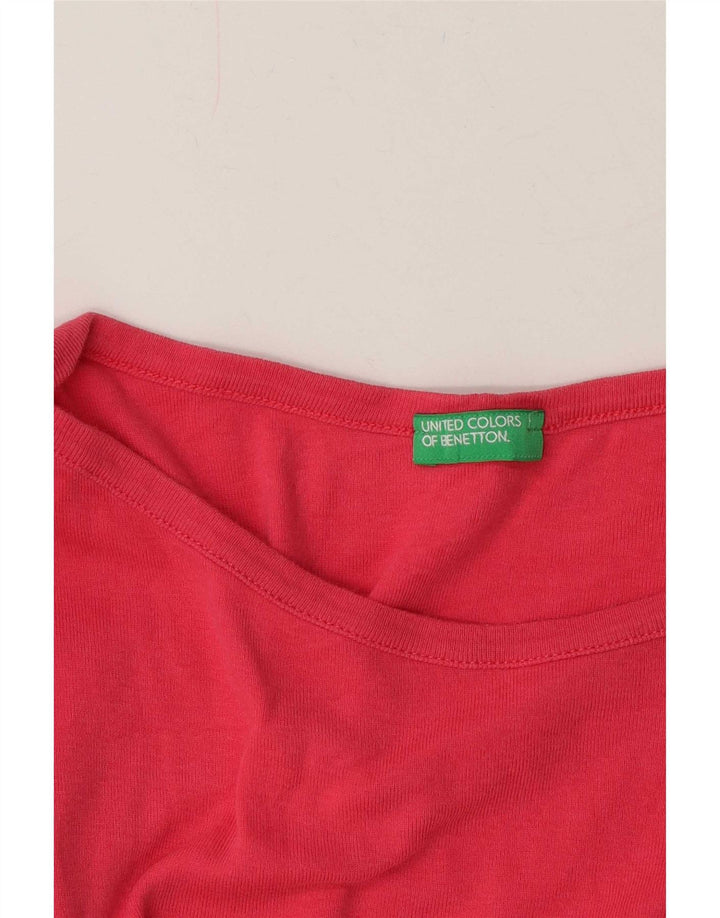 Benetton Womens Top Long Sleeve UK 12 Medium Pink