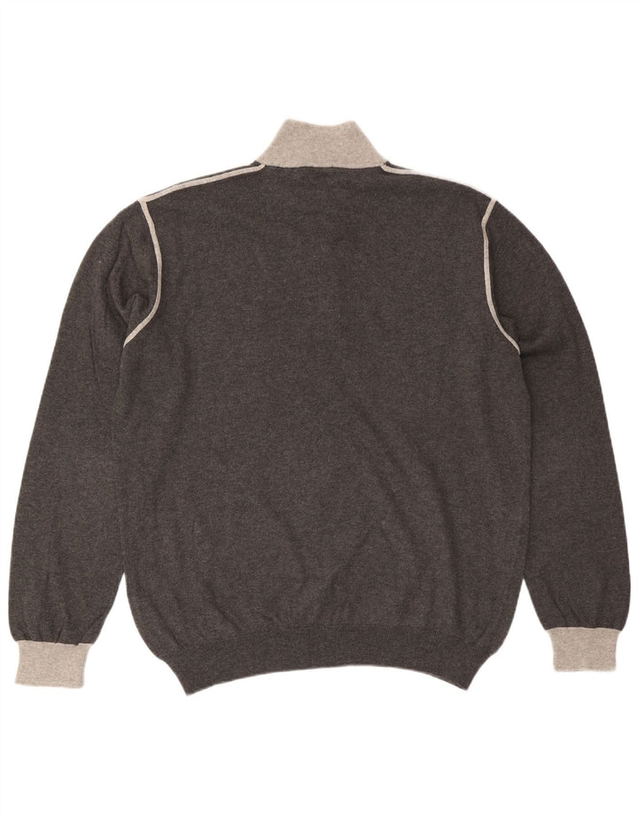 MARLBORO CLASSICS Mens Zip Neck Jumper Sweater 2XL Grey Cotton