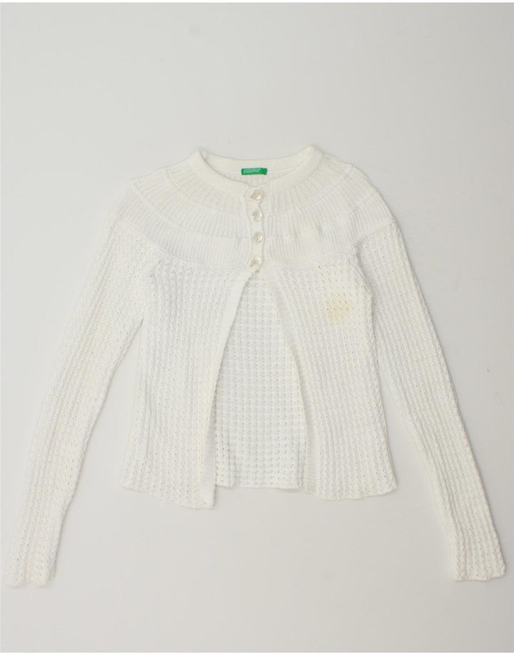 BENETTON Womens Cardigan Sweater UK 8 Small White Vintage Benetton and Second-Hand Benetton from Messina Hembry 