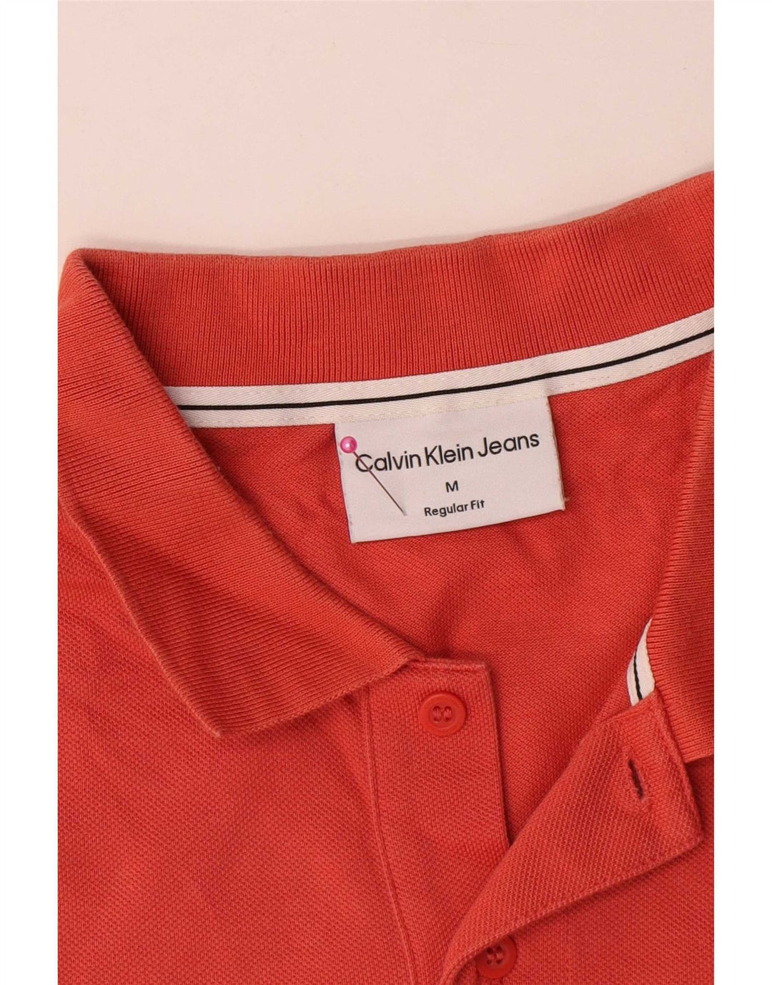 Calvin Klein Jeans Mens Regular Fit Polo Shirt Medium Orange Cotton