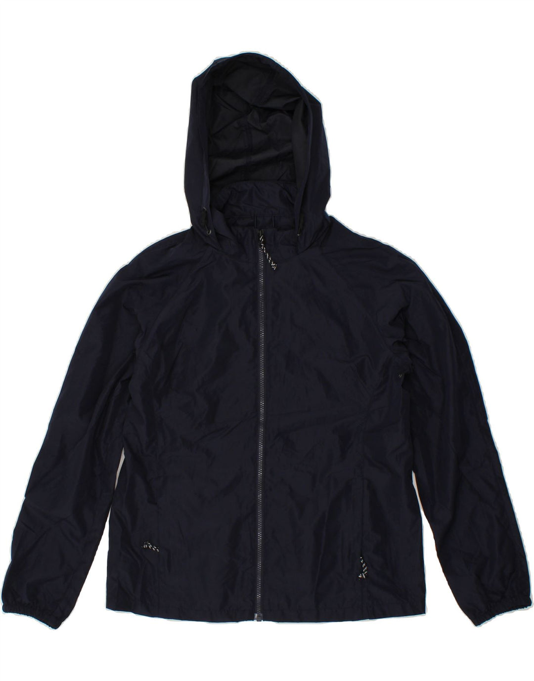 EDDIE BAUER Womens Hooded Rain Jacket UK 10 Small Navy Blue Polyester Vintage Eddie Bauer and Second-Hand Eddie Bauer from Messina Hembry 