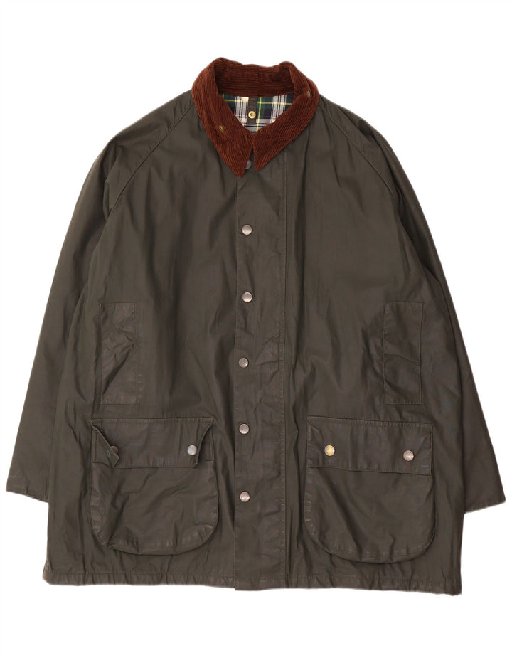 Giacca vintage da uomo in cotone cerato vestibilità ampia, grande verde