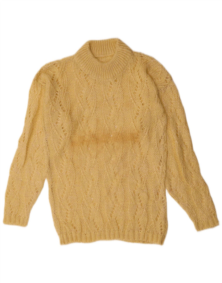 VINTAGE Damen Rollkragenpullover Pullover UK 10 Small Beige