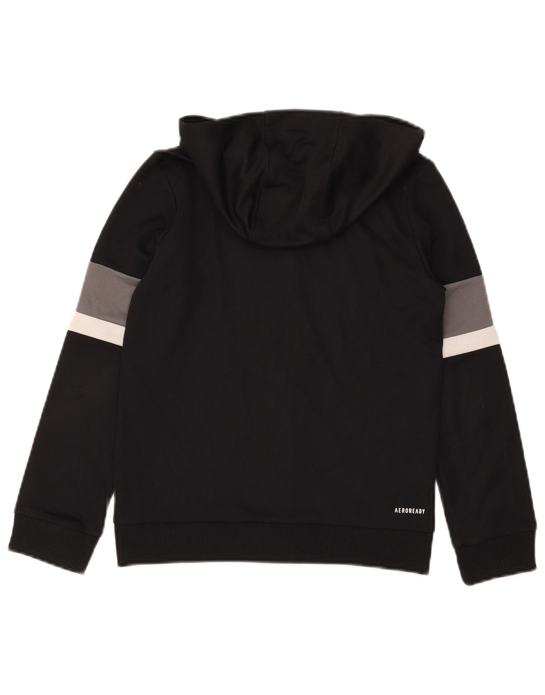 ADIDAS Boys Hooded Tracksuit Top Jacket 9-10 Years  Black Polyester