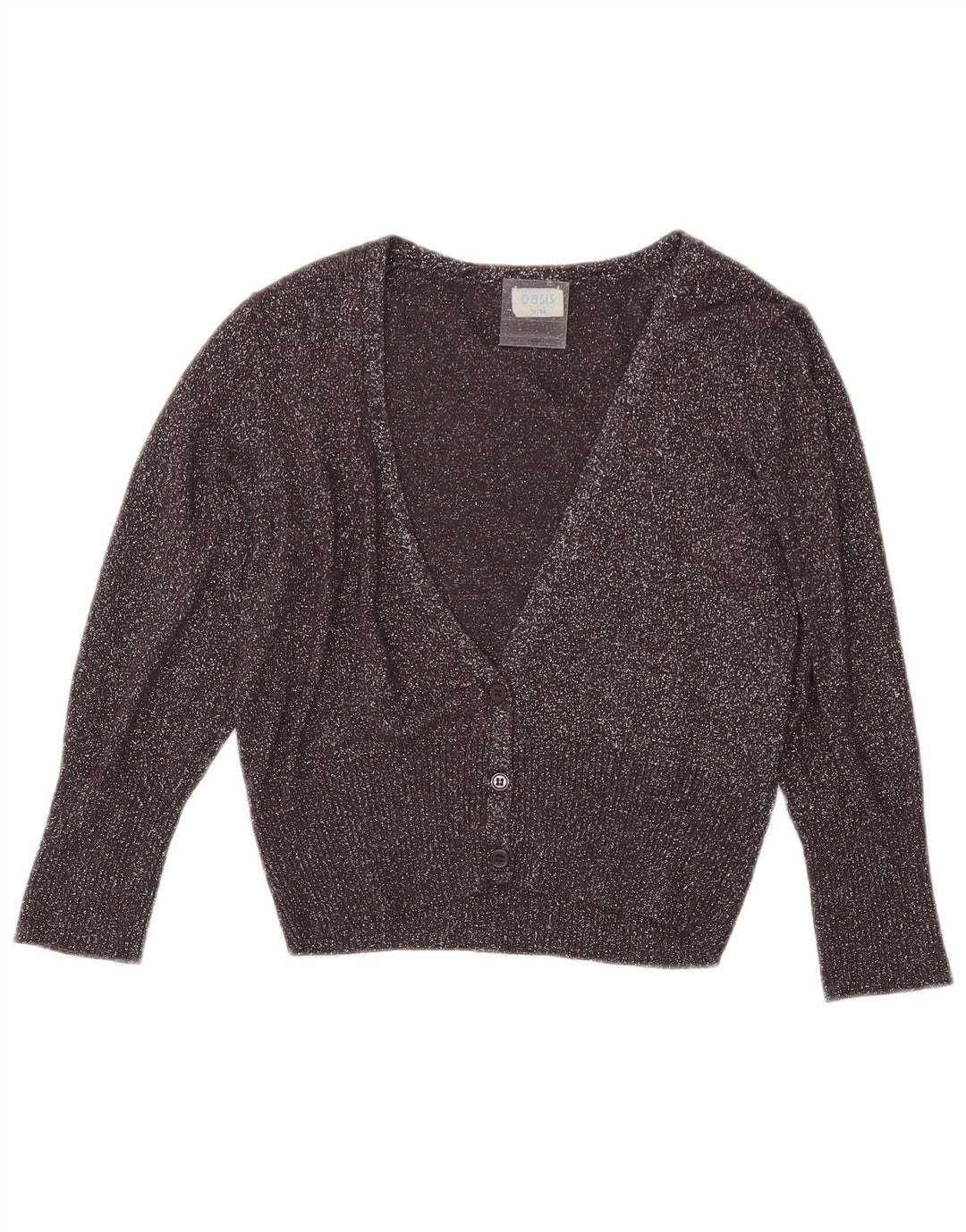 Oasis Womens Crop Cardigan Sweater UK 12 Medium Grey Flecked Viscose