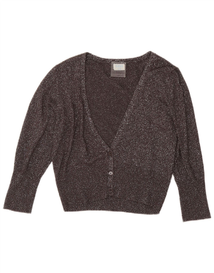 Oasis Womens Crop Cardigan Sweater UK 12 Medium Grey Flecked Viscose