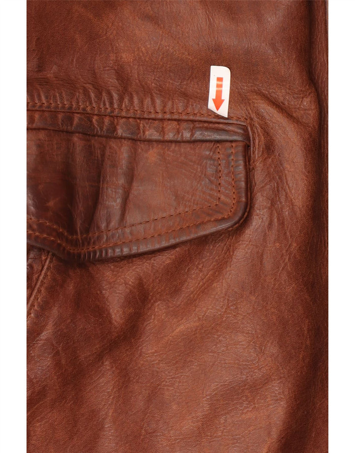 Giacca in pelle vintage da uomo UK 40 grande in pelle marrone
