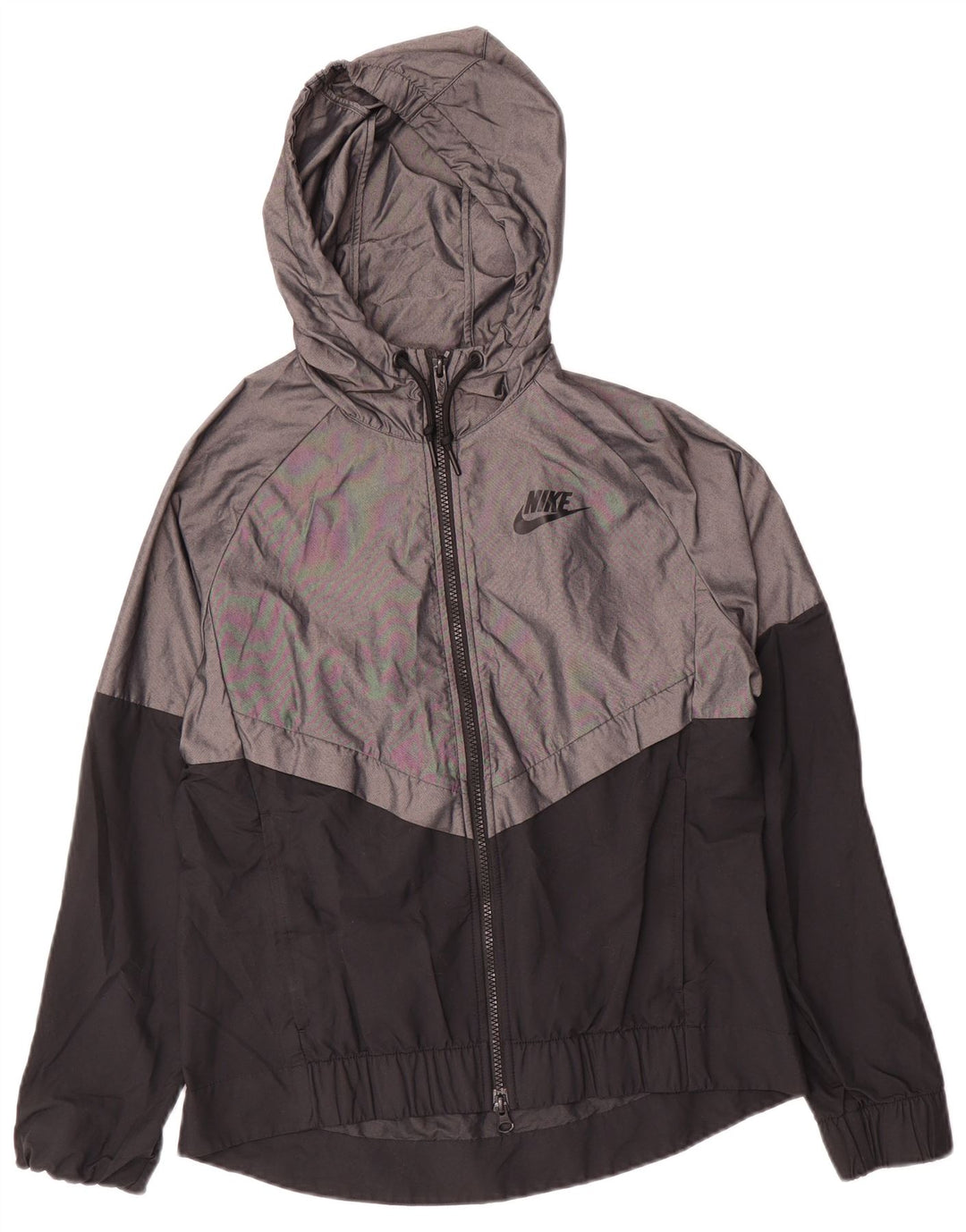 Nike Womens Hooded Rain Jacket UK 10 Small Grey Colourblock Nylon