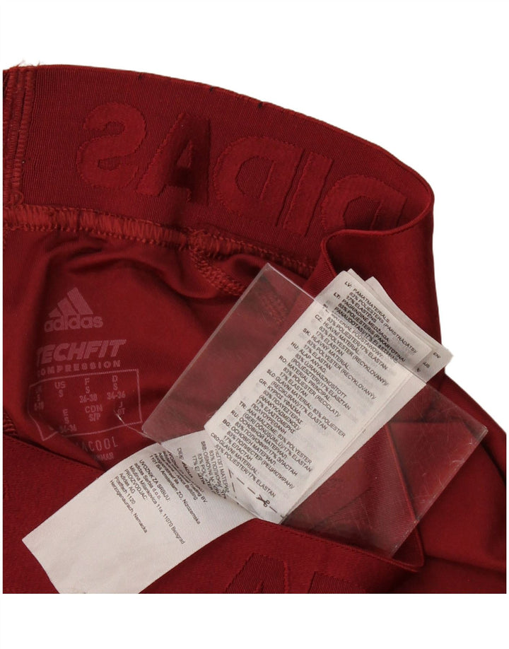 ADIDAS Womens Climacool Graphic Leggings UK 8/10 Small  Burgundy Polyester