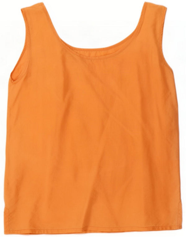 Vintage Womens Blouse Top UK 14 Medium Orange Silk