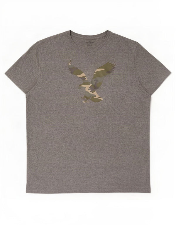 Camiseta gráfica masculina American Eagle Top 2XL algodão cinza
