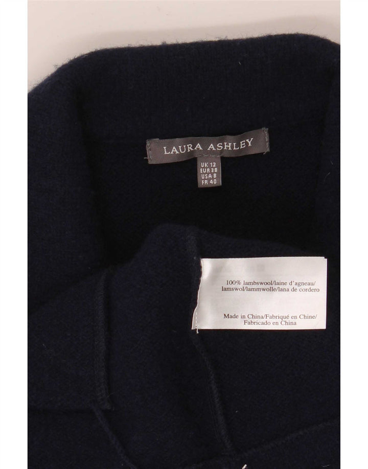 Laura Ashley Womens 3 Button Knit Blazer Jacket UK 12 Medium Navy Blue