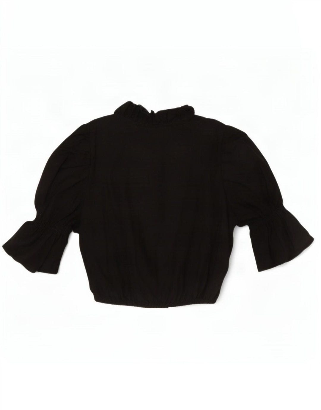 Alpenmarchen Dame Flæse Front Crop Bluse Top EU 40 Medium Sort