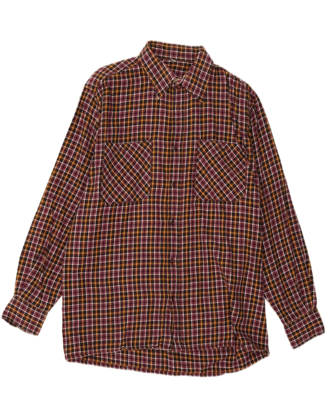 VINTAGE Mens Flannel Shirt Size 41/42 Large Multicoloured Check Cotton