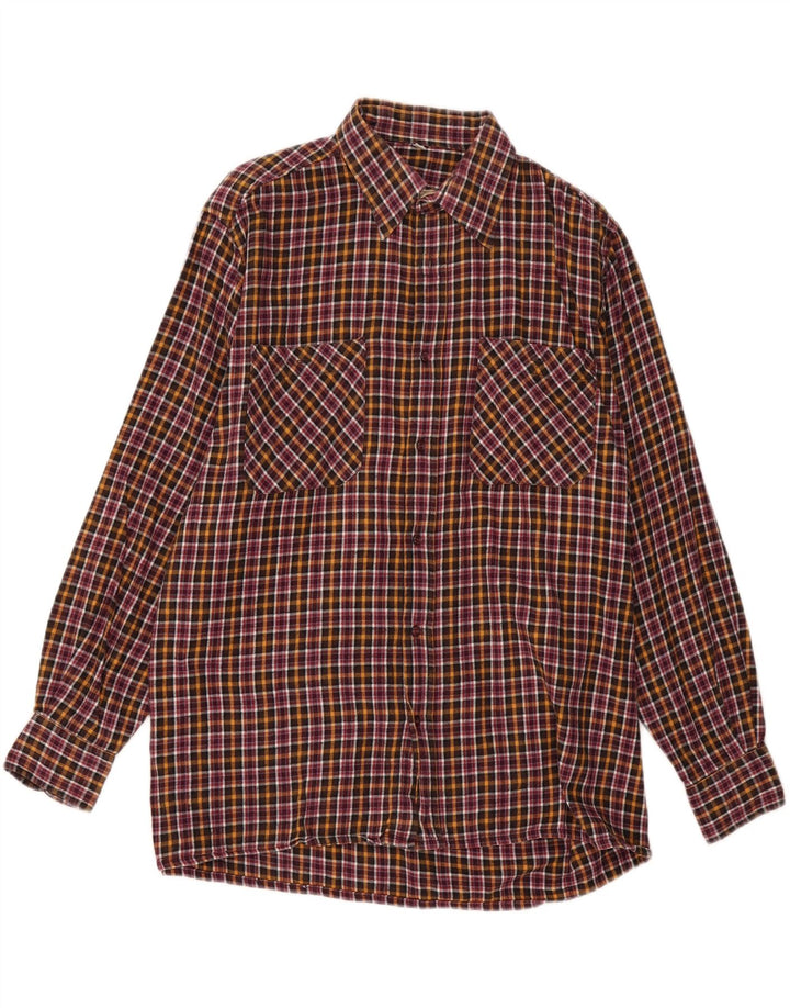 VINTAGE Mens Flannel Shirt Size 41/42 Large Multicoloured Check Cotton