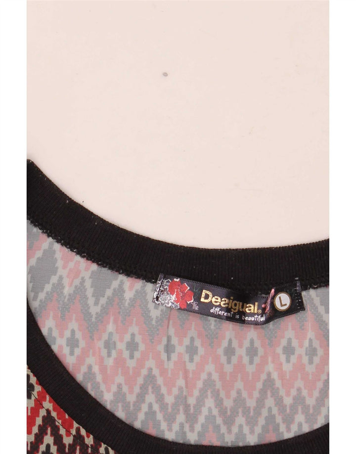 Desigual Damen Weste Top UK 14 Large Mehrfarbig Geometrisch