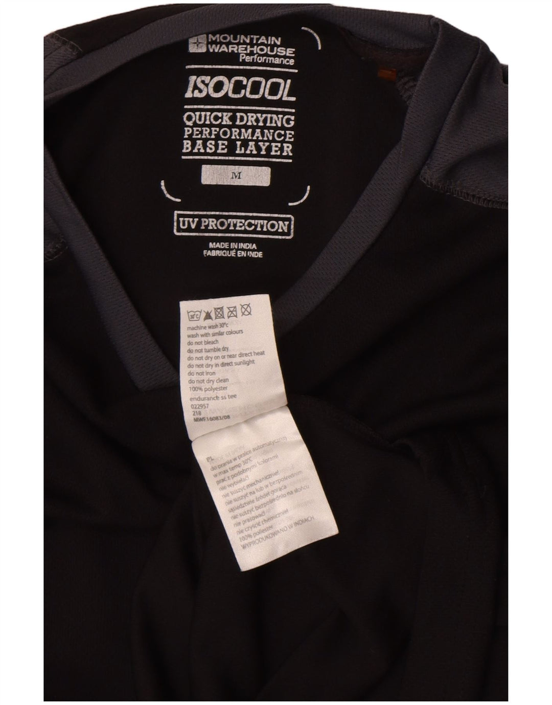 Mountain Warehouse Herre IsoCool T-Shirt Top Medium Sort Colourblock