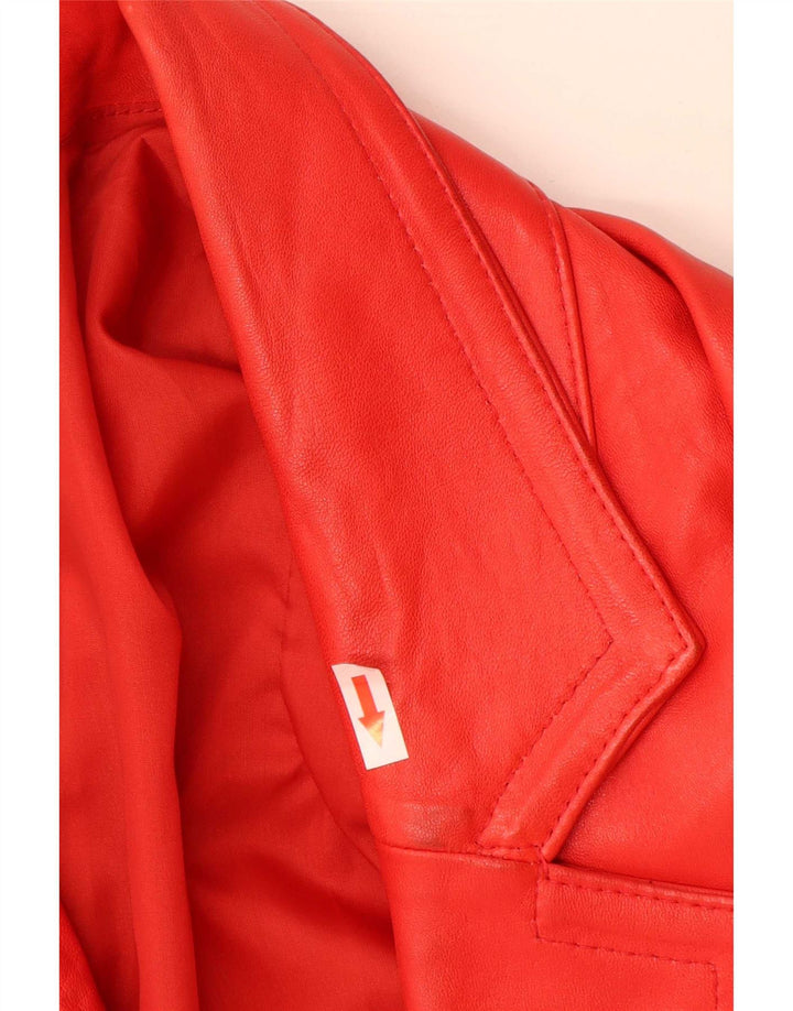 Vintage Womens Oversized Leather Coat UK 18 XL Red