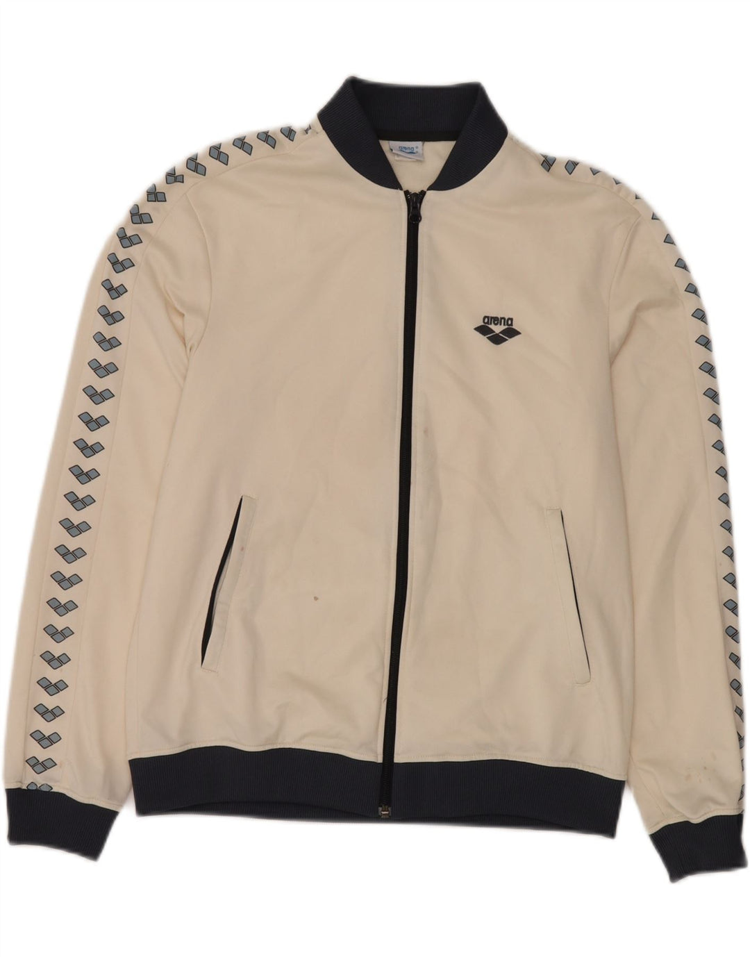 ARENA Womens Graphic Tracksuit Top Jacket UK 12 Medium White Polyester