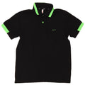 SUN68 Mens Polo Shirt Small Black Colourblock Cotton