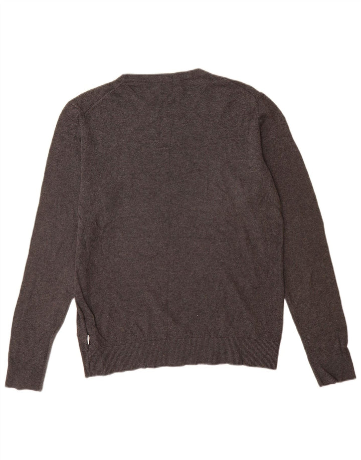 Jack & Jones Herren-Pullover mit Rundhalsausschnitt, mittelgraue Baumwolle