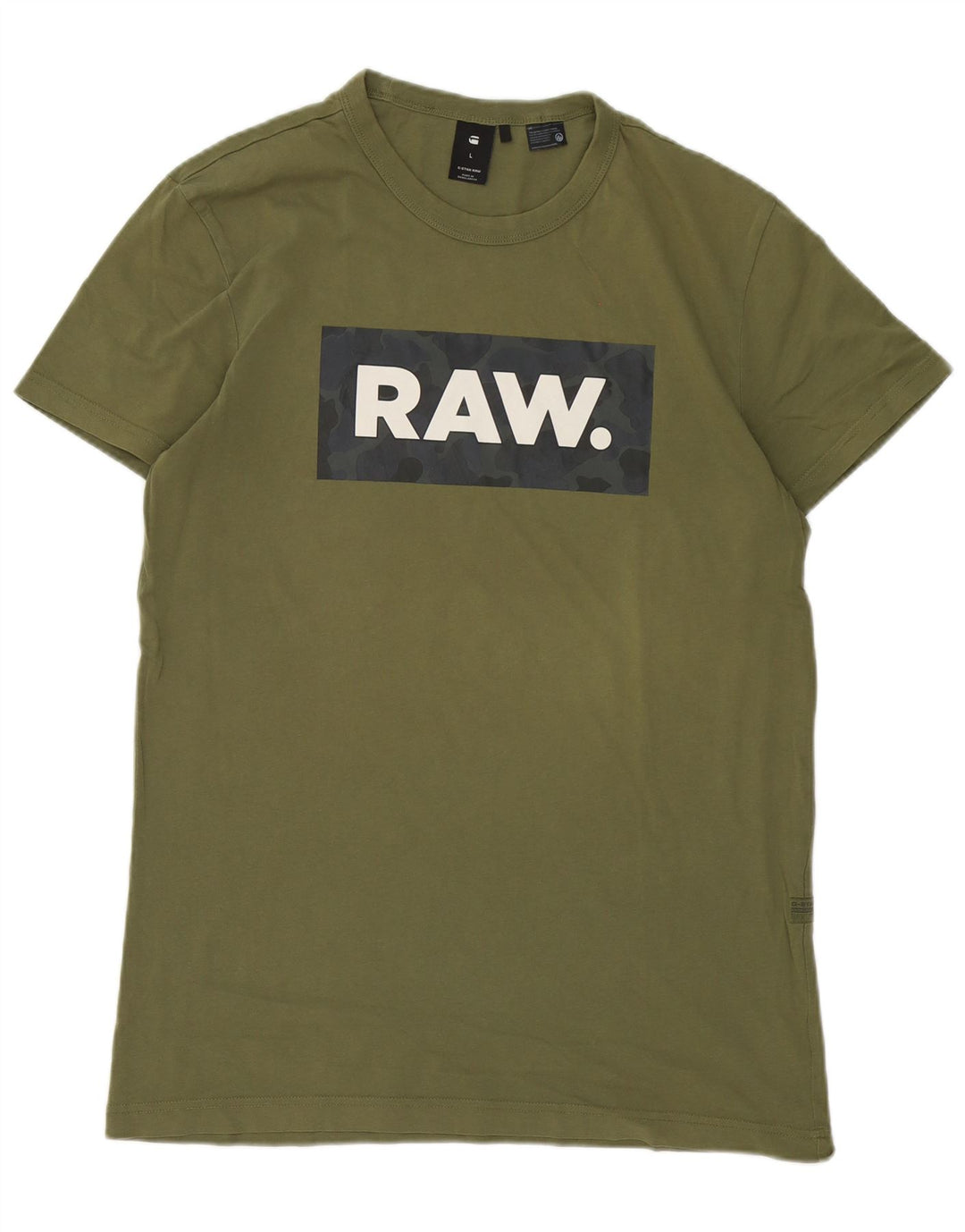 G-Star Mens Graphic T-Shirt Top Large Khaki Cotton