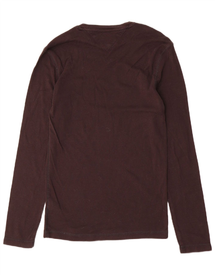 Tommy Hilfiger Womens Top Long Sleeve UK 12 Medium Brown Cotton